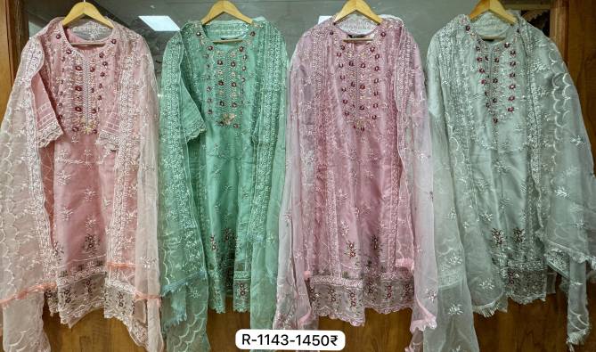 R 1143 Nx By Ramsha Organza Embroidery Pakistani Suits Wholesalers In Delhi